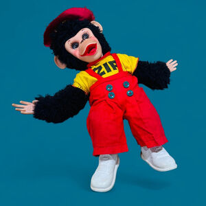 Vintage 1950s Rubber Face Monkey Doll “ZIP” Plush Mid Century 17”